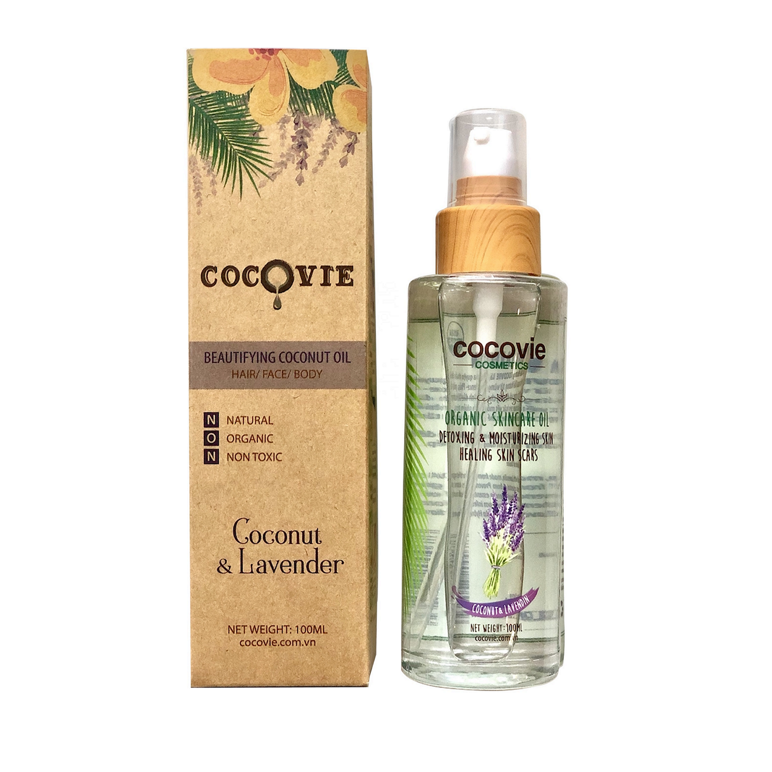 100% органическое натуральное кокосовое масло насыпью (Cocovie и лаванда) 100% натуральное-110 мл
