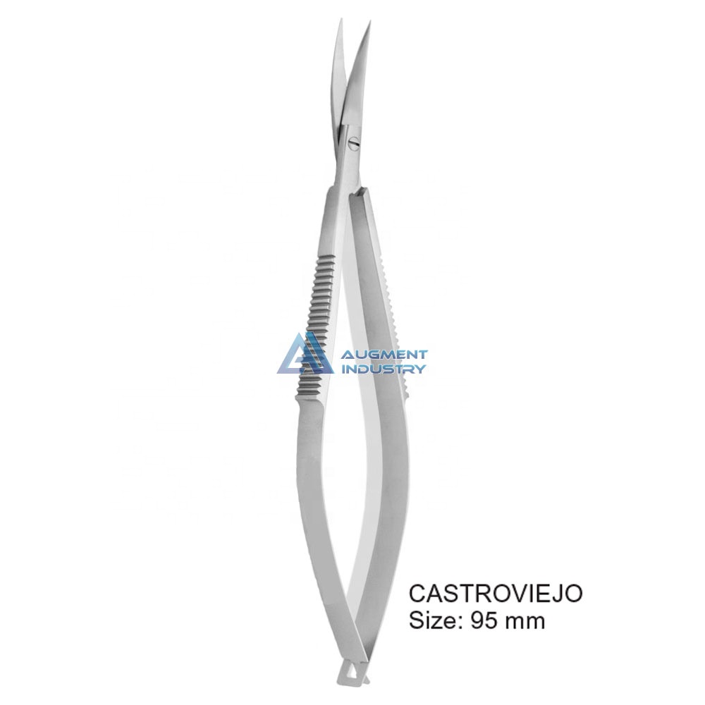Микро-Ножницы CASTROVIEJO 95 мм, прямые Угловые медицинские ножницы из нержавеющей стали пружинного типа, плоская ручка