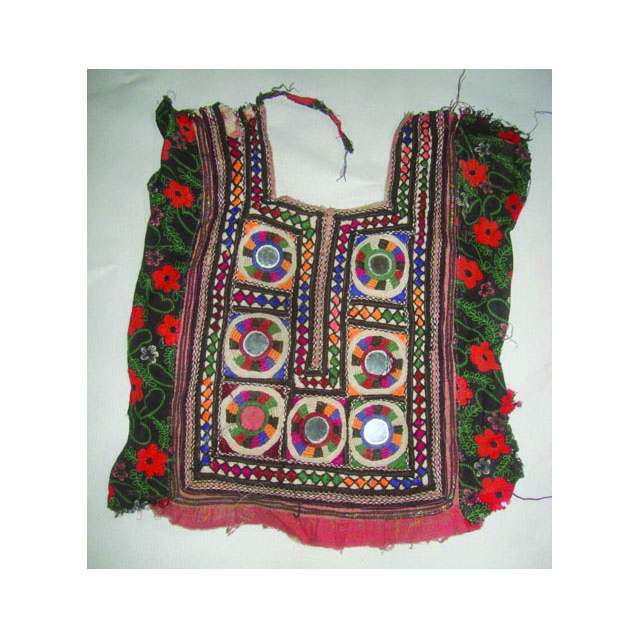 Vintage Afghan Baloch Tribal Banjara Neck Yoke Embroidery Mirror Work Applique Patch Handmade Cotton Sewing Craft Clothing