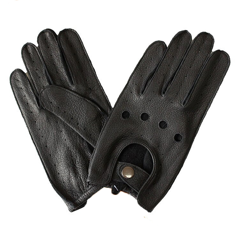 Motorcycle Riding Deerskin Gloves Men's Single-Layer Thin Fashion Hollow New Spring and Autumn Car Driving Driver Leather Gloves