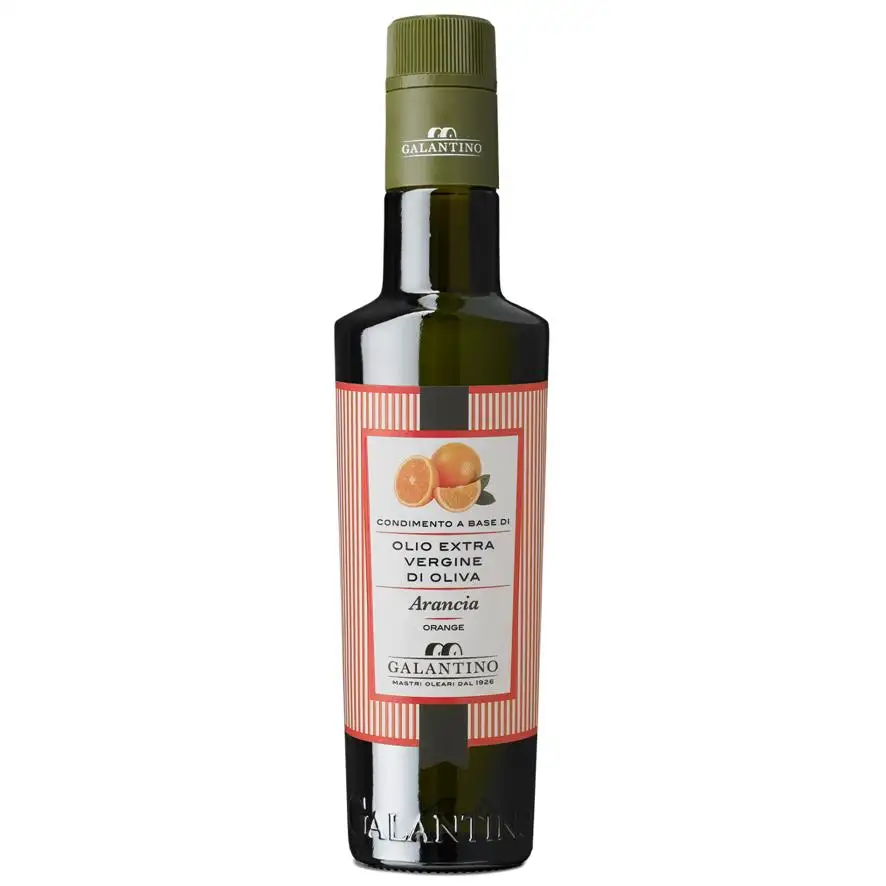 Natural Flavored Extra Virgin Olive Oil And Orange Glass Bottle 250 Galantino for dressing and cooking 250ml Italy