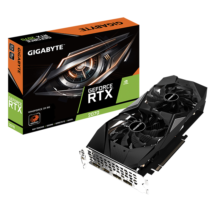 GIGABYTE NVIDIA GeForce RTX 2070 WINDFORCE 2X 8G с 100 мм уникальный лезвие вентиляторы б/у видеокарта (GV-N2070WF2-8GD)