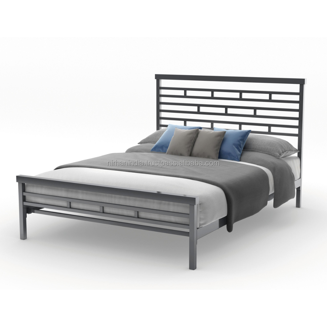 Custom Made Iron Simple Beautiful Brick Best Quality Bed Bedroom Furniture Home Furniture Bedroom Set Modern Design Silver Color