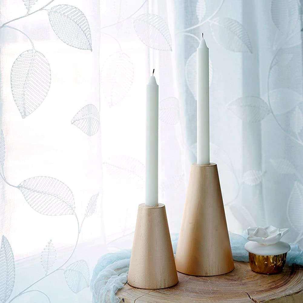 Paris Loft Farmhouse Hand Carved Wooden Pillar Candle Holder for Table Mantle, Shabby Chic Candle Holder Stick Stand
