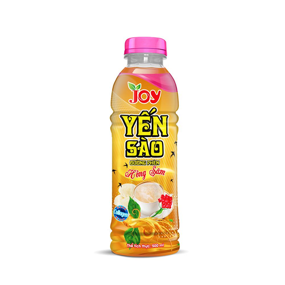 JOY Soft Drink 500ml Plastic Bottle Bird's Nest Fruit Juice Red Ginseng with Rock Sugar Viet Nam Brand