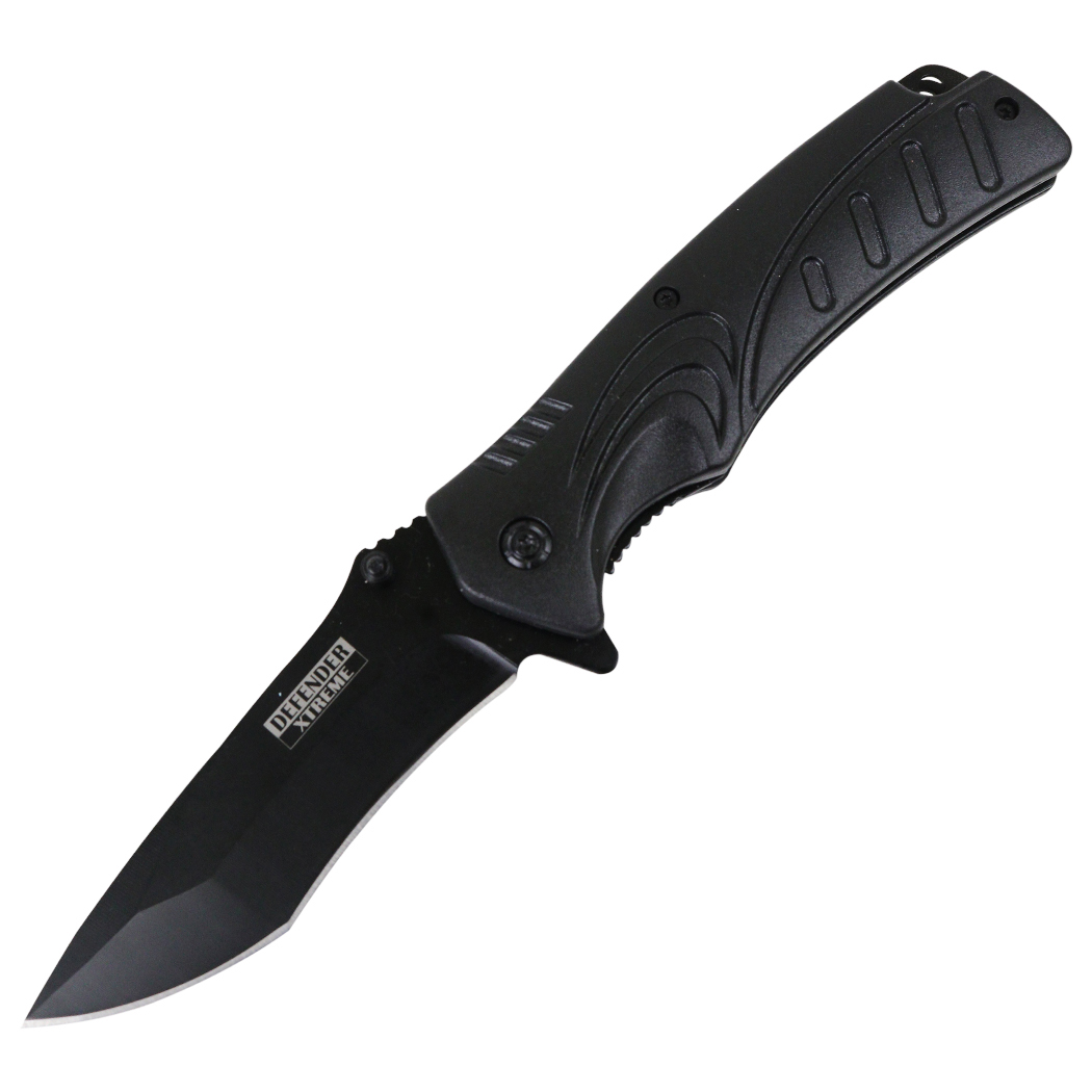 Defender-Xtreme 8,5 "черный пружинный складной нож из нержавеющей стали с зажимом