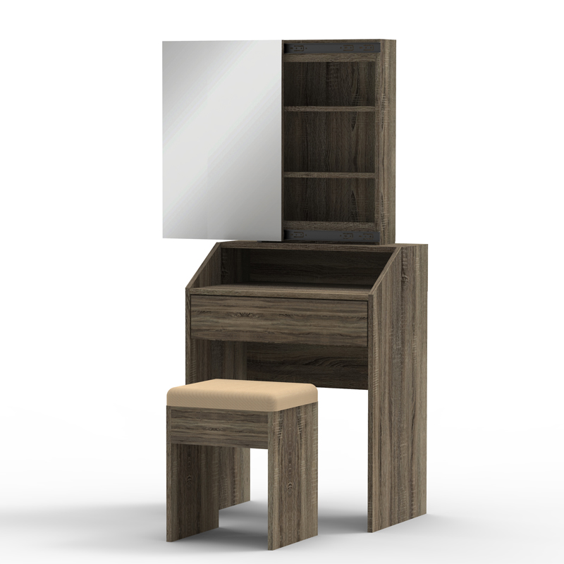 (1513) High Quality Wooden Classic & Storage Dresser Design with Mirror, Storage space, Drawer and Chair Set
