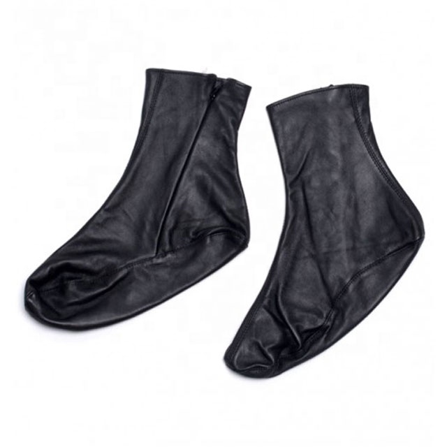 Comfortable Protective Custom Made Black Color Leather Socks with Fleece Inside