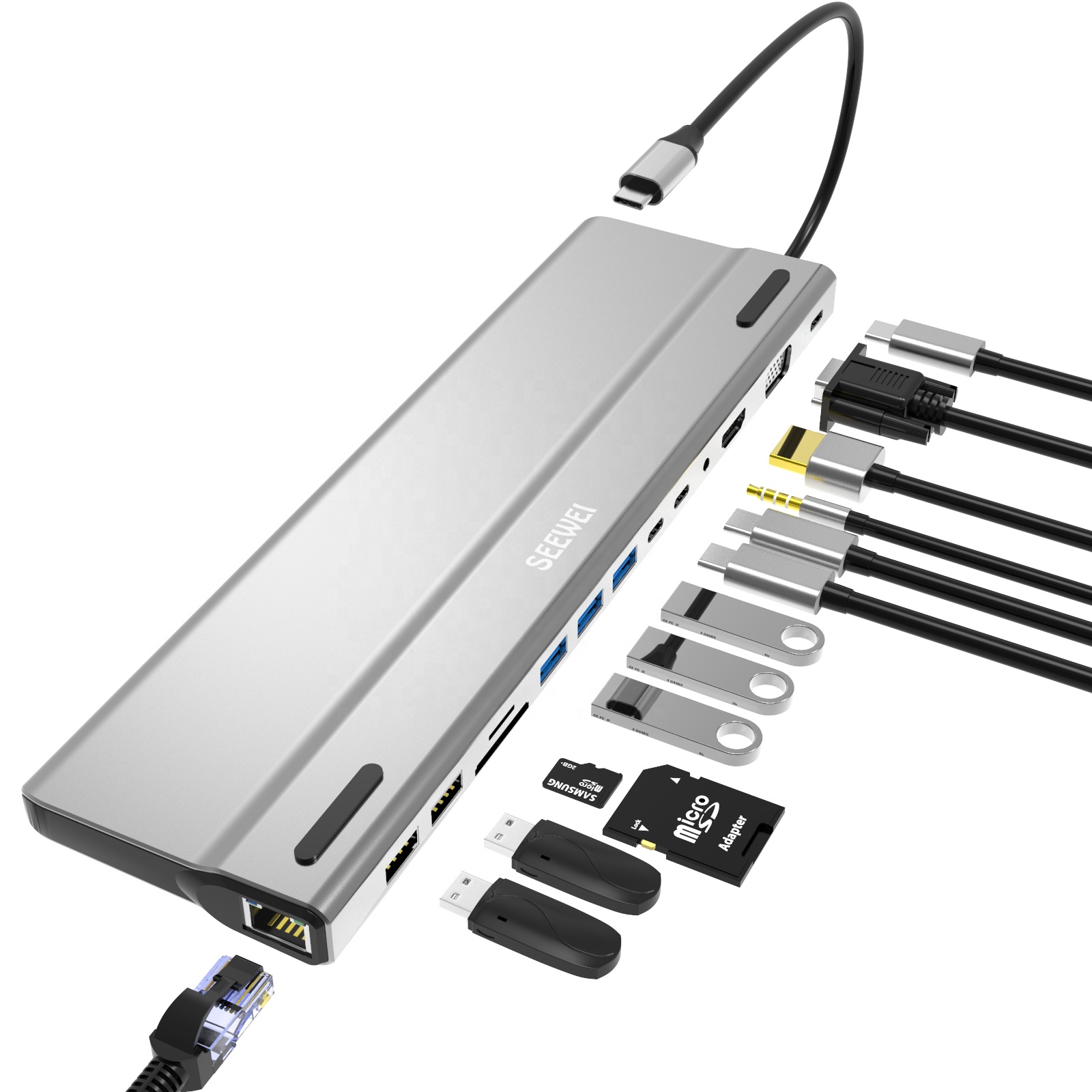 BASIX 14-в-1: Type-C к HD-MI USB Power Delivery концентратор для ноутбука Macbook Pro док-станция адаптер для macbook pro