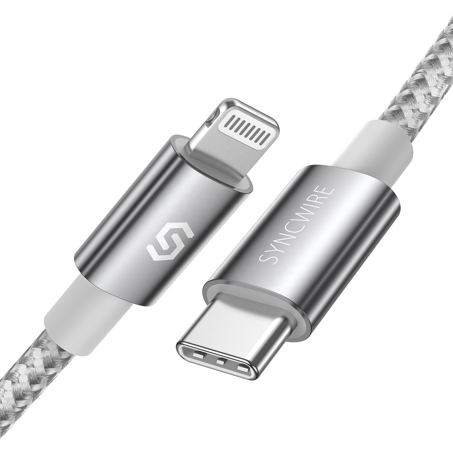 Кабель Syncwire с USB C на Lightning для iPhone, серебристый, 2 м
