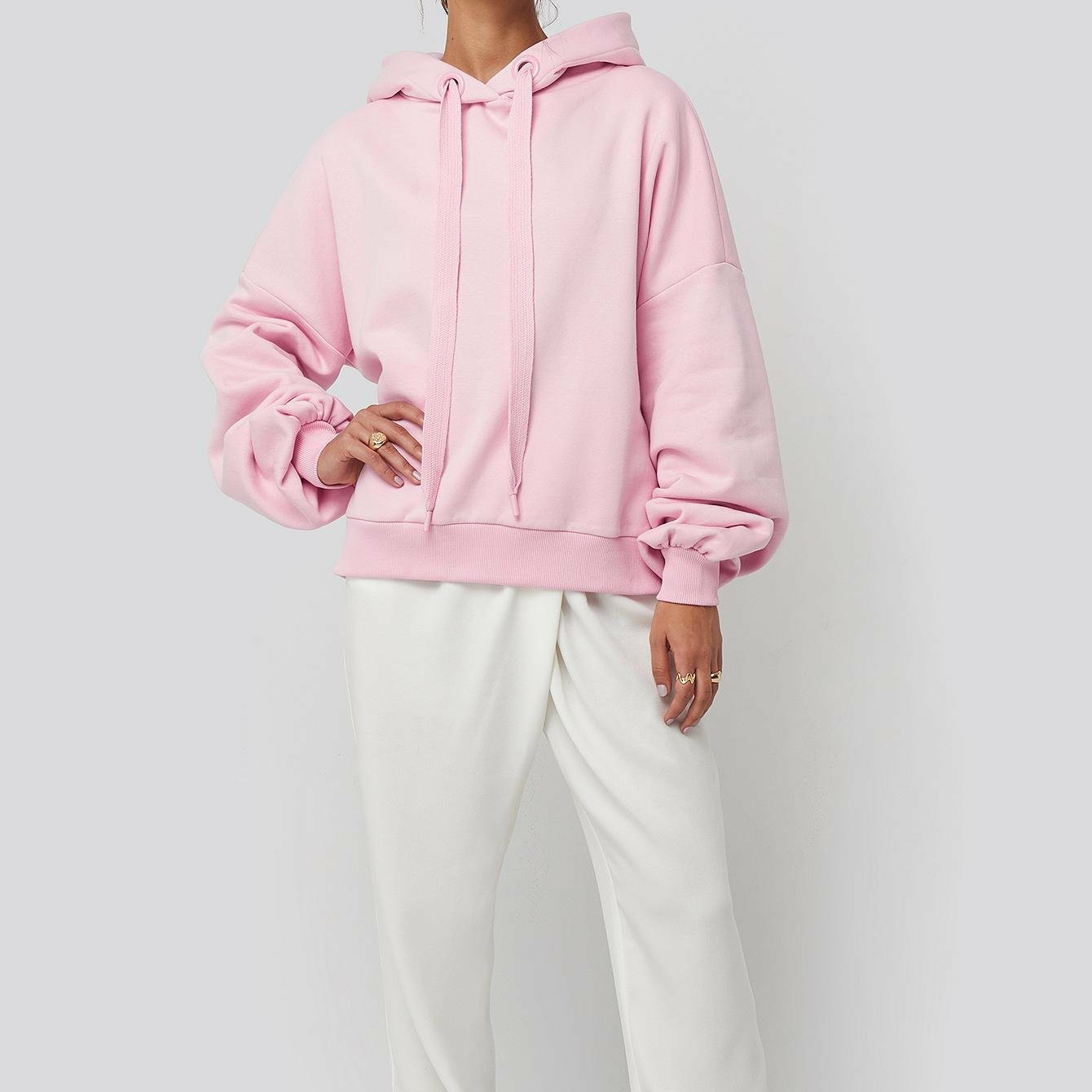 ladies Fleece Custom Blank Shoulder down oversized Hoodie womens