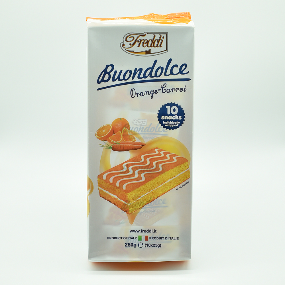 Italian Soft mini cake BUONDOLCE orange carrot 25g x 10 = 250g for daily consumption