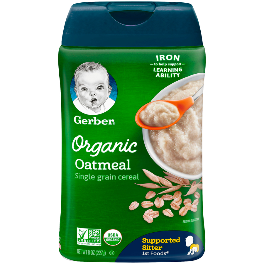Gerber, Органическая овсяная мука, однозернистые хлопья 8 унций (227 г)