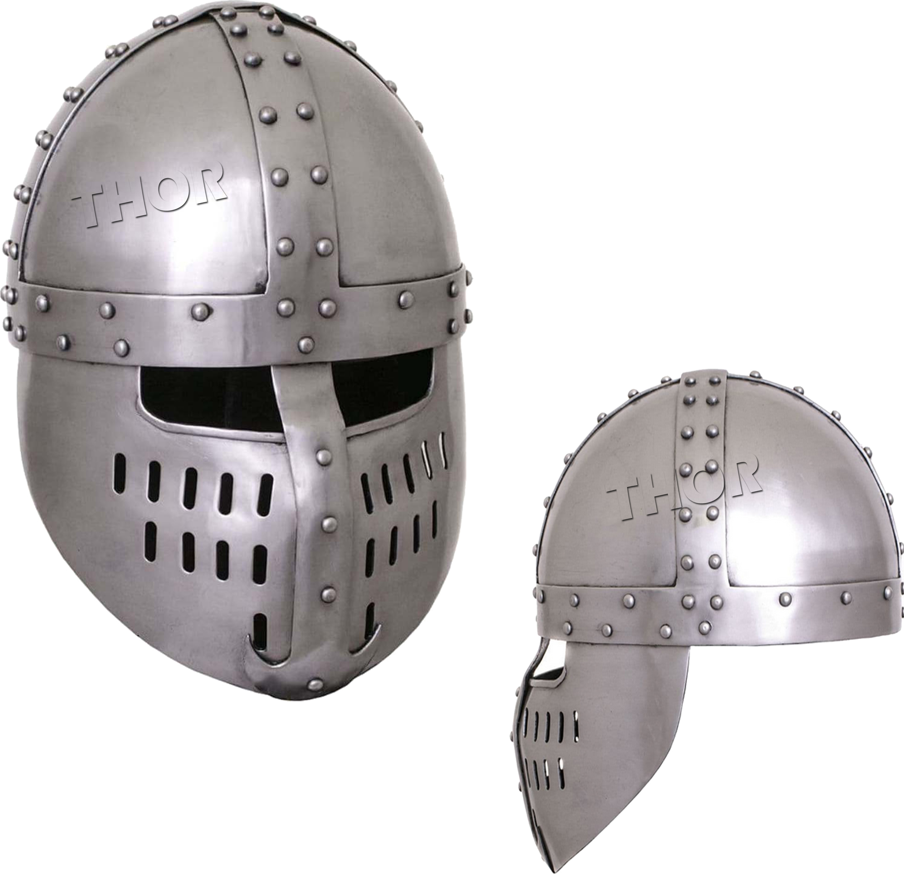Medieval Viking Norman Helmet Mas Armor Warrior Helmet Silver Color with Leather Liner Helmet