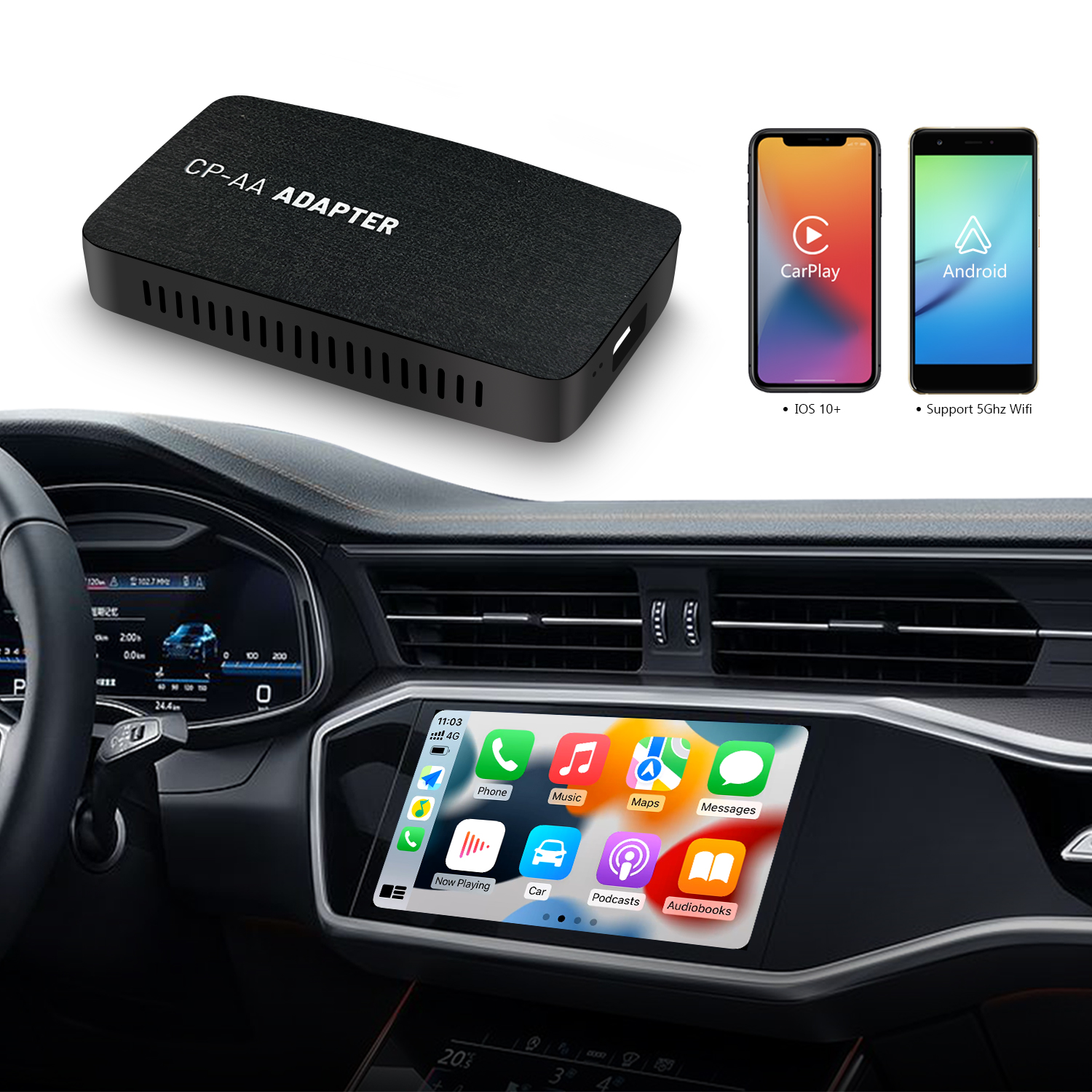 Cartizan 2 в 1 Универсальный беспроводной CarPlay Android автомобильный ключ и Android авто