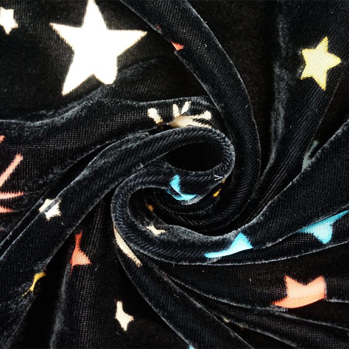 High-grade network hot gold-bronzing drop body technology stars velvet fabric for dress