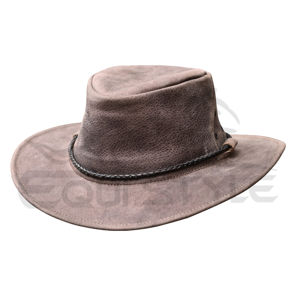 Unisex Adult Promotional Leather Cowboy Hat With Simpy Beautiful Round Cord Hatband 3 Air Vent Brass Eyelets New Western Style