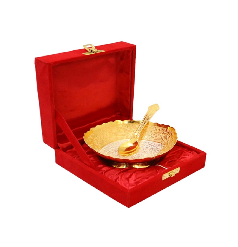 Silver Plated Brass Bowl With Spoon