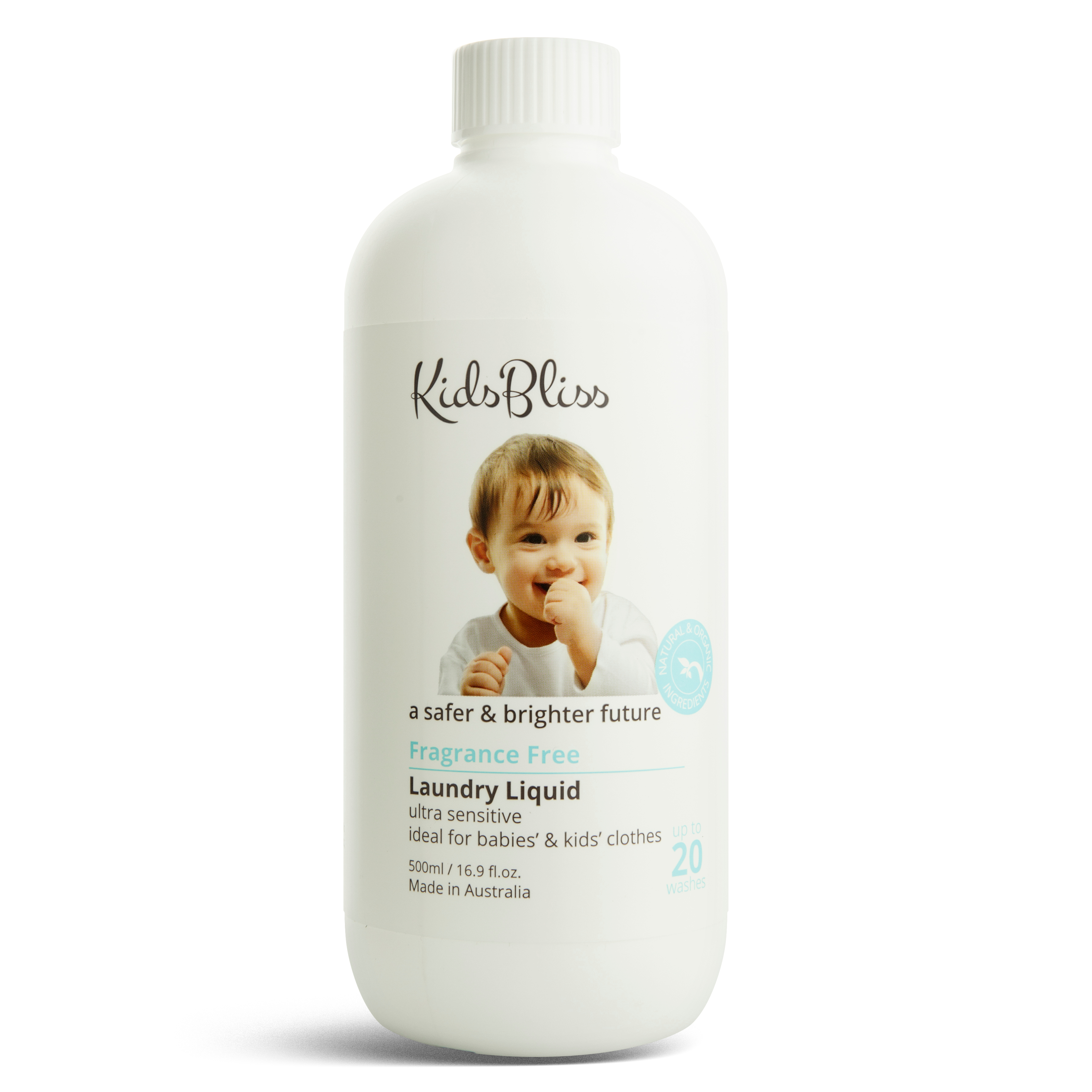 Жидкость для стирки KidsBliss, без запаха, для детей, австралийская, без химических веществ, 500 мл, чистый натуральный