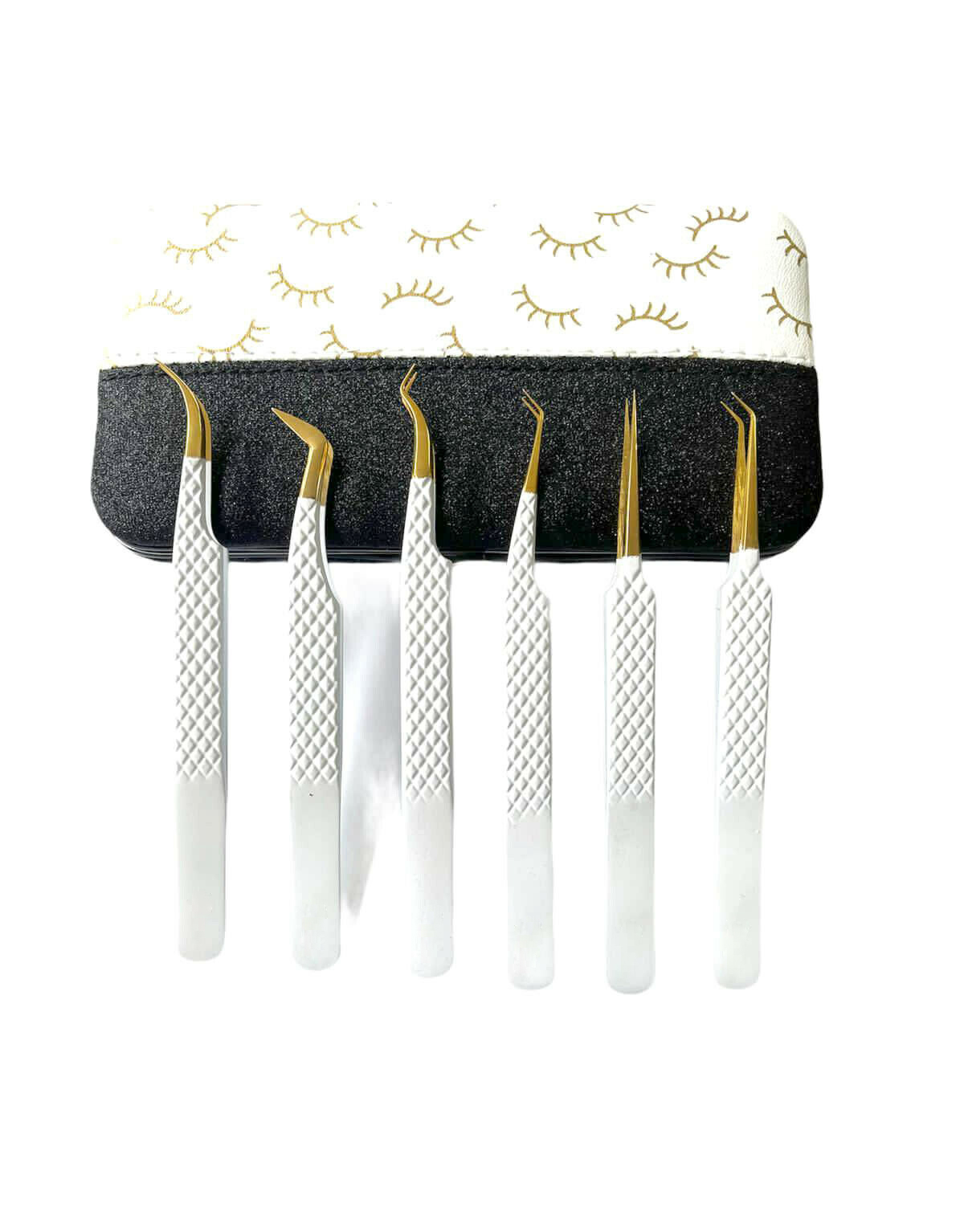 Professional Eyelash Extension Tweezers Sets Japanese Stainless Steel Diamond Grip Eyebrow Tweezers Set for Lashes