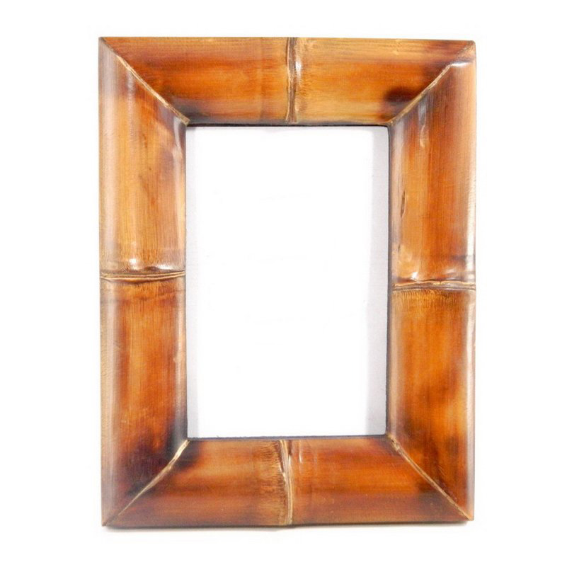 Amazing Glass Finish Shiny Rectangular Shape Picture Mirror Frame Photo Frame Wood Brown Texture Natural Wood Customized Size