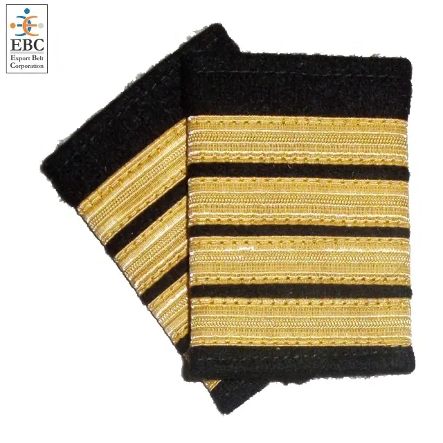 Rank pilot epaulette 3 Gold Stripes on black cloth