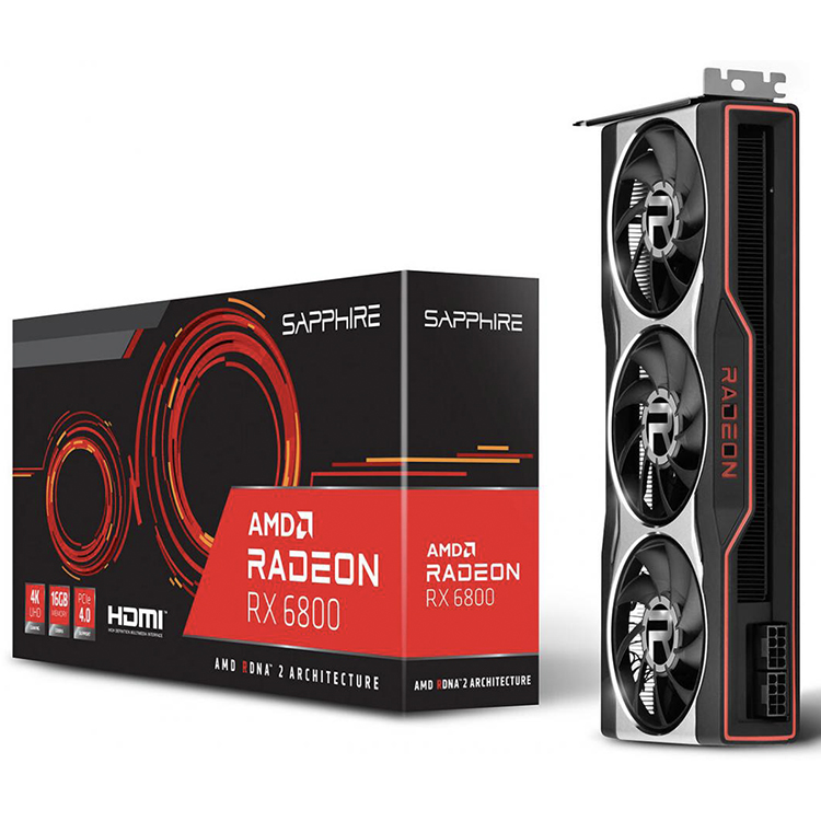 Игровая Видеокарта Sapphire AMD Radeon RX 6800 16G с памятью GDDR6 256 бит AMD RDNA 2 с поддержкой PCI-Express 4,0 x16