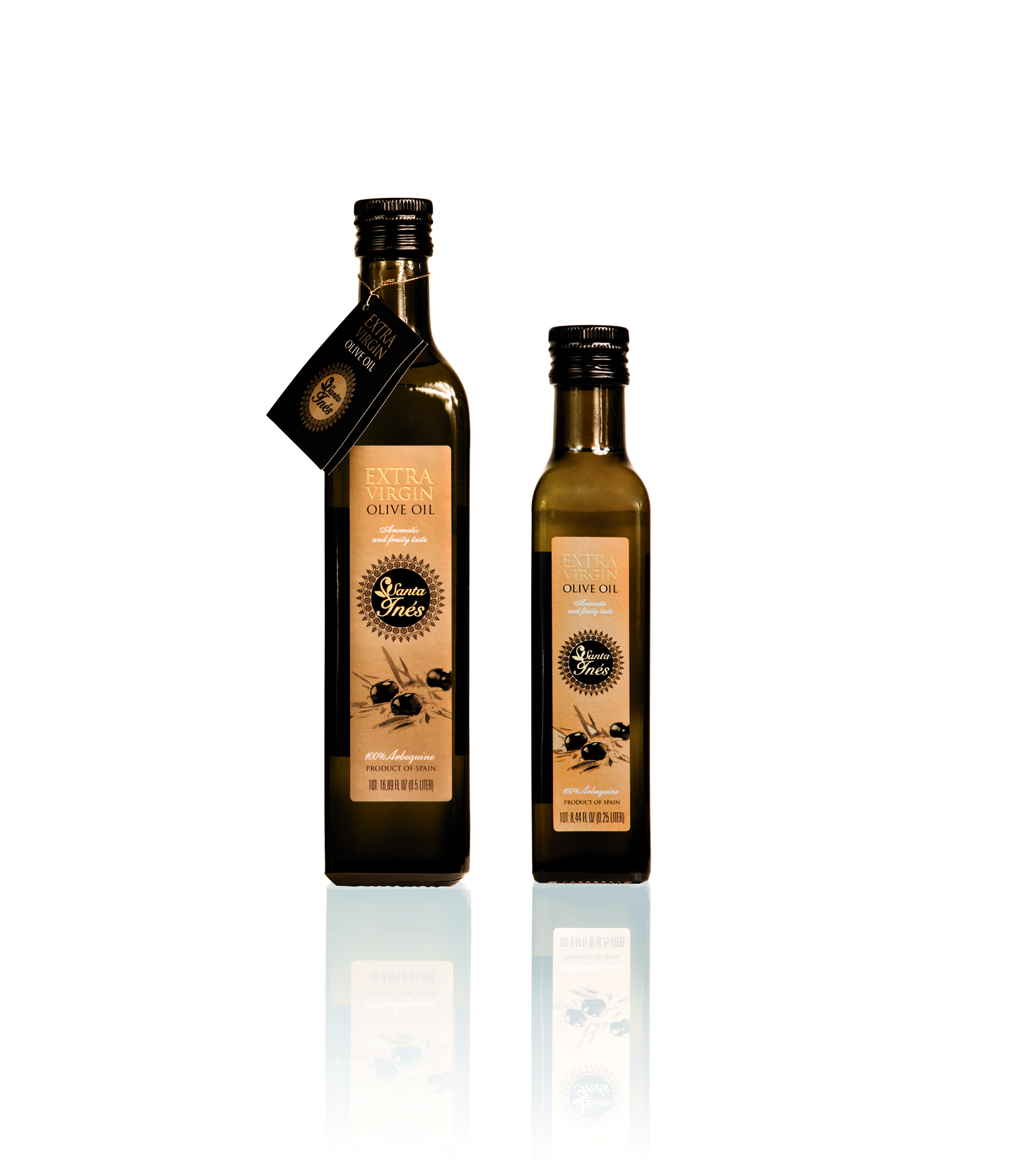 Extra Virgin Arbequina olive oil glass bottle
