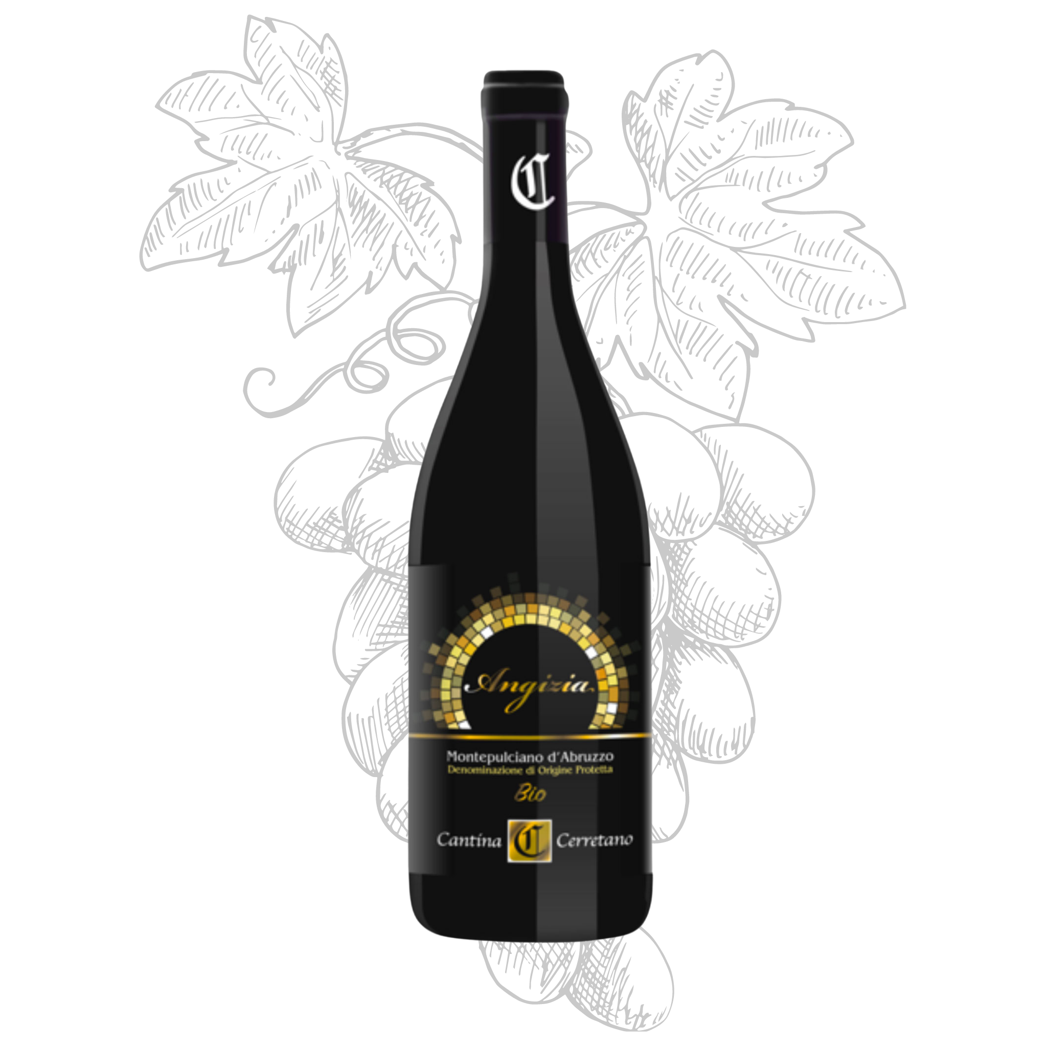 Premium Organic Vegan Red Wine Made in Italy - Angizia Montepulciano d' Abruzzo DOP - bottles 750 ml alcohol 14% for export