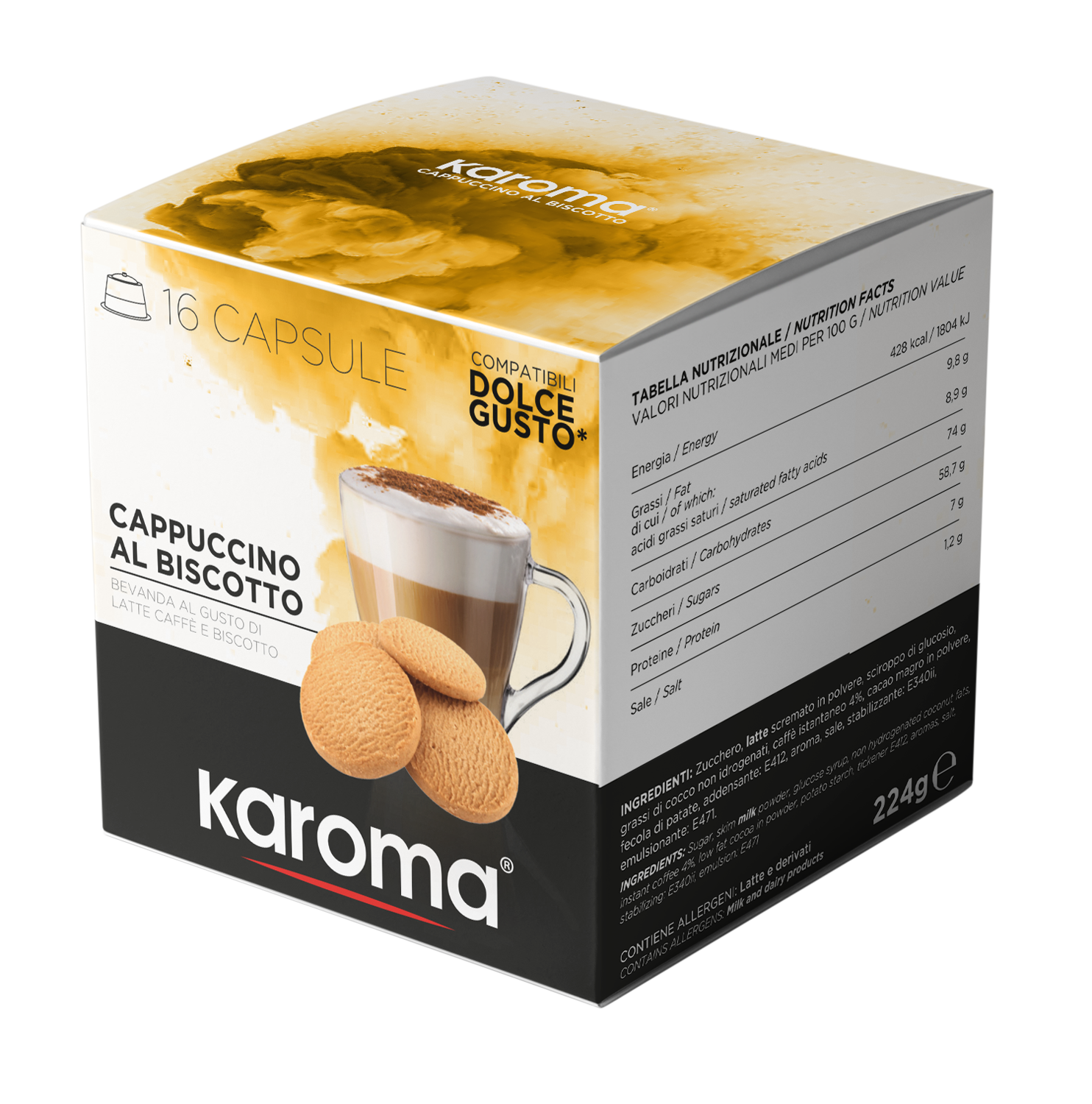 Karoma DOLCE GUSTO капсулы с ароматом печенья капучино мгновенный напиток x16 шт чехол