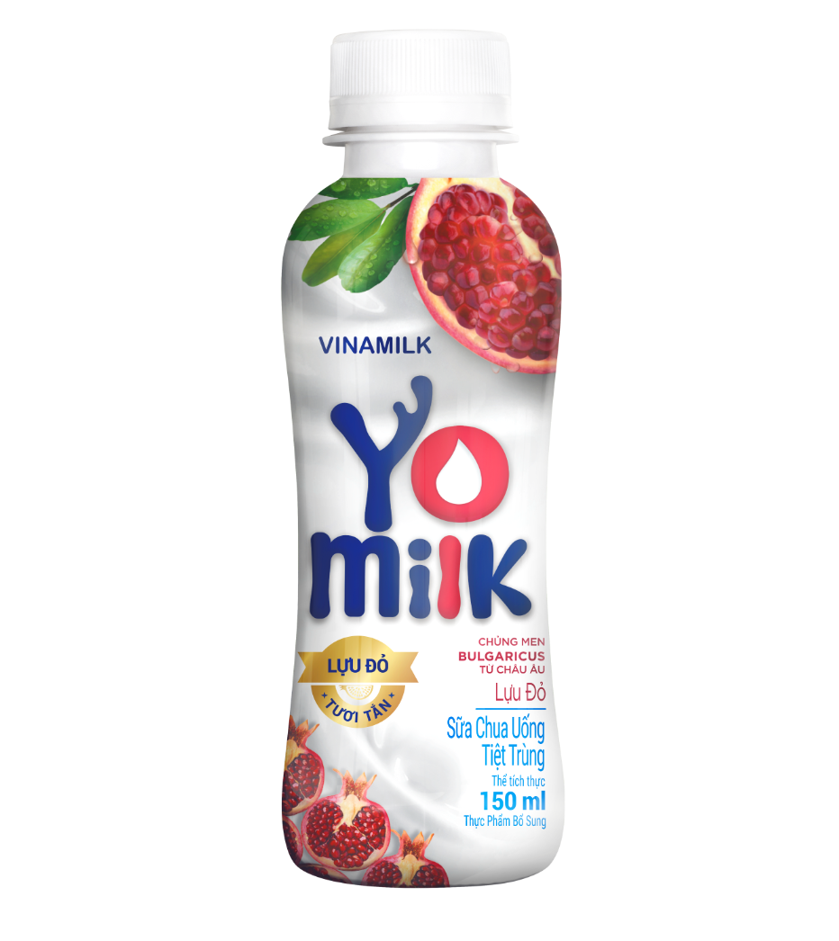 Питьевой йогурт-Vinamilk-Yomilk-для взрослых-вкус граната-ПЭТ 150 мл x 24 домашних животных в коробке
