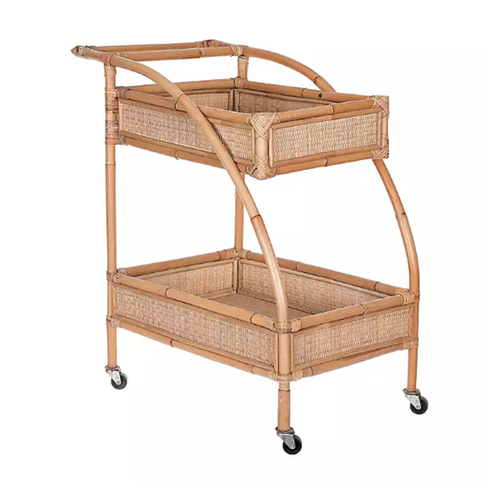 Top selling handcraft rattan bar cart for restaurant and bar