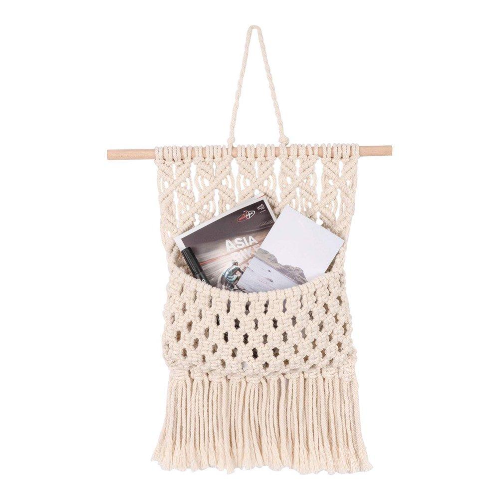 100% Cotton Macrame Wall Hanging Magazine Holder