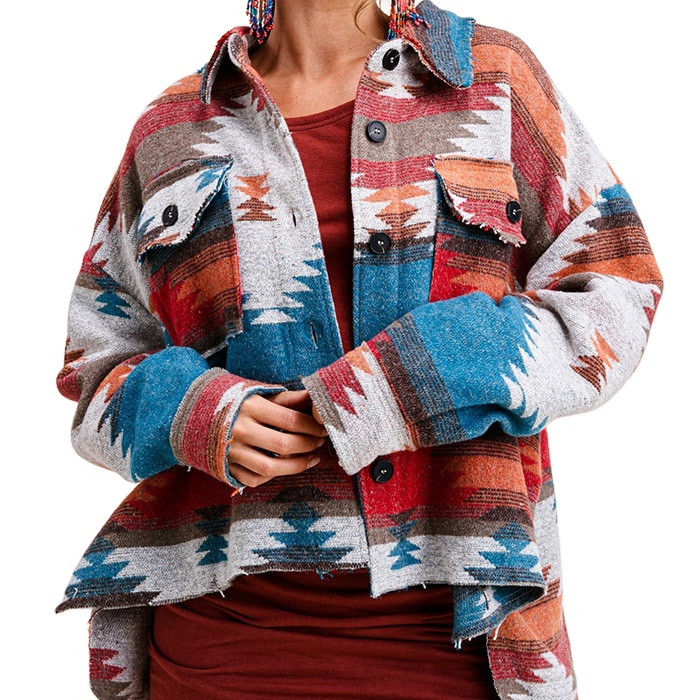 Custom-made Autumn Ethnic Floral Loose Jacket Coat Cardigan Women's Coats Winter Tribal Aztec Style
