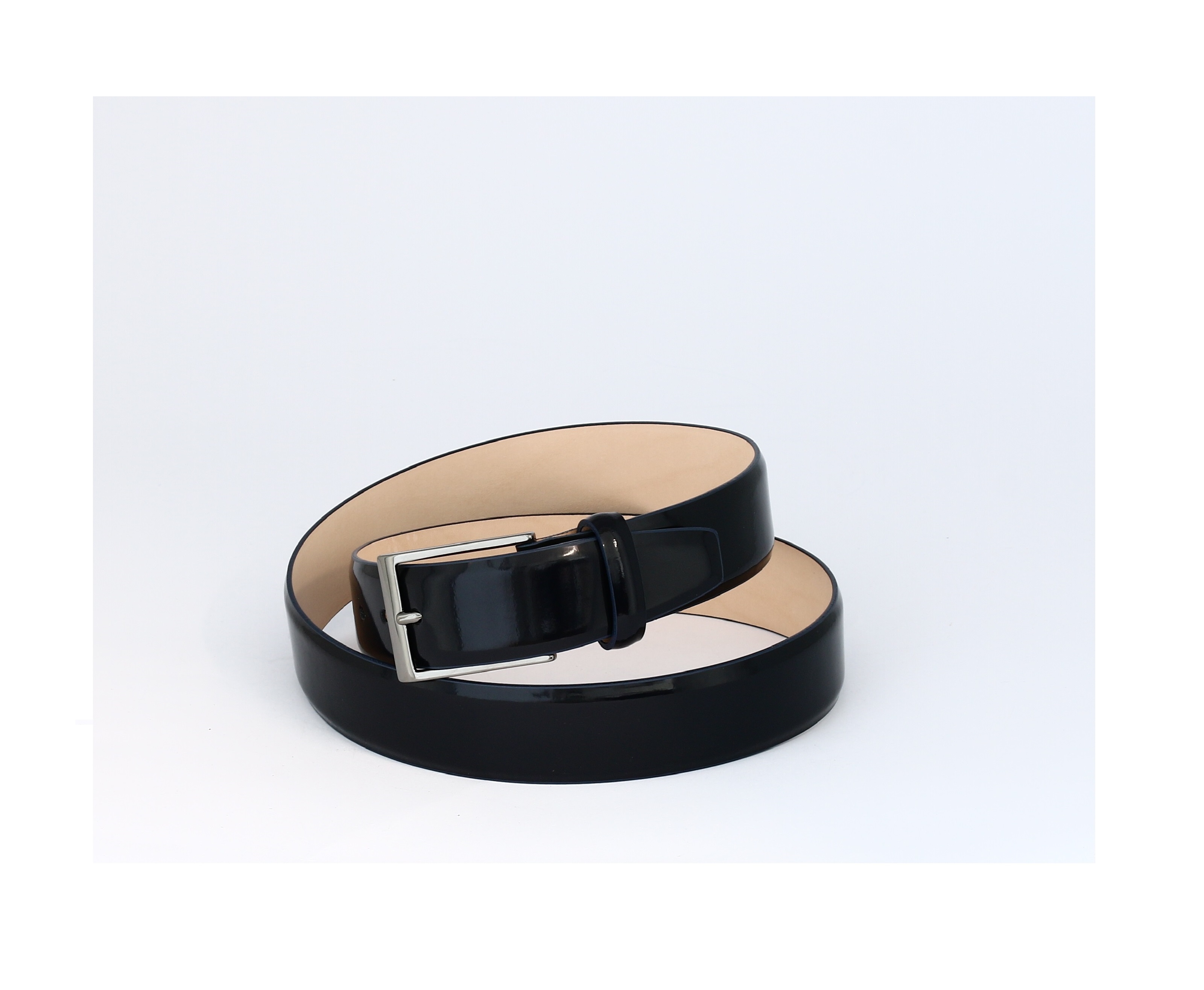 NAVY BLUE LEATHER BRUSHED LEATHER BELT