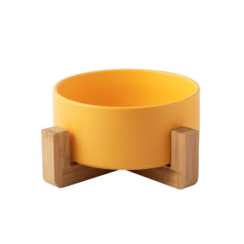 Ikitchen Wholesale 2021 dog bowl multi-colour wooden frame stand cat dog bowl slow feeder ceramic dog bowl