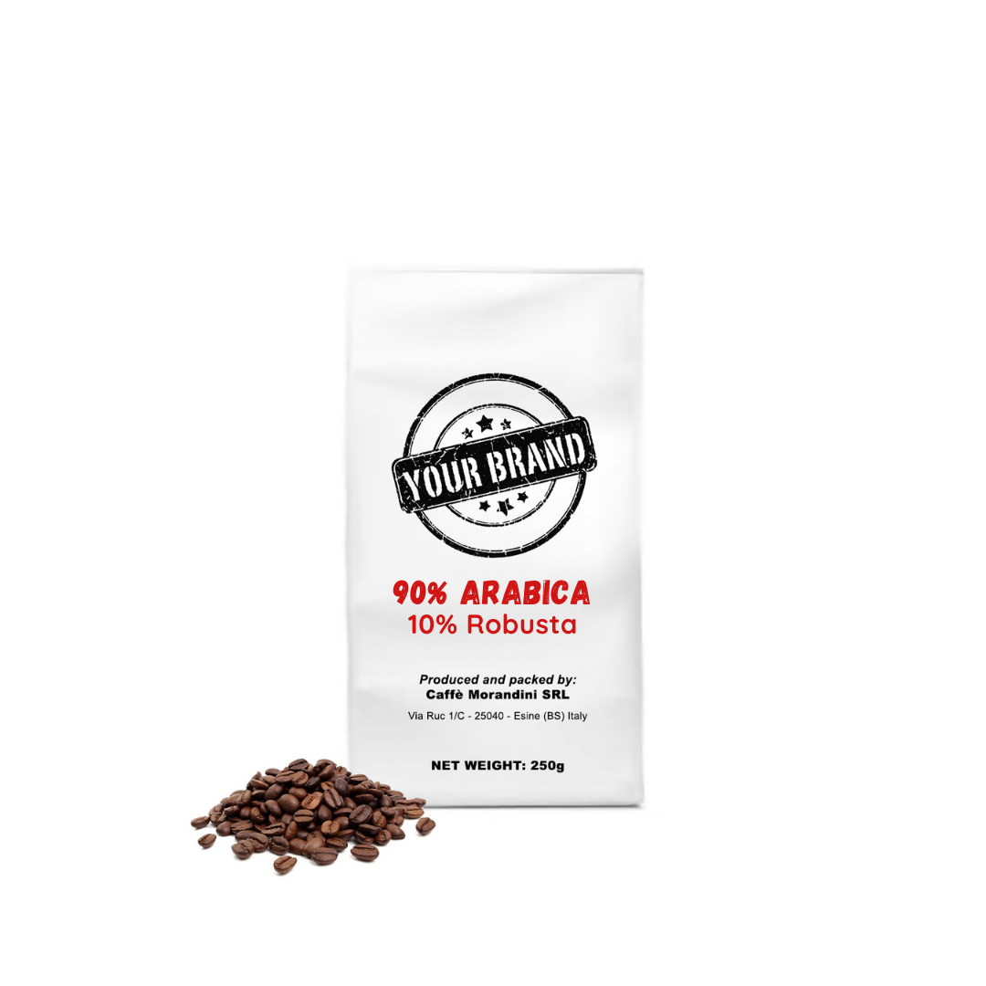Private label top quality 90% Arabica blend Italian espresso roasted whole coffee beans 250g