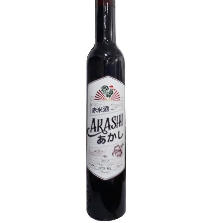 Rice wine AKASHI black sticky rice liqour 750ml black wine glass