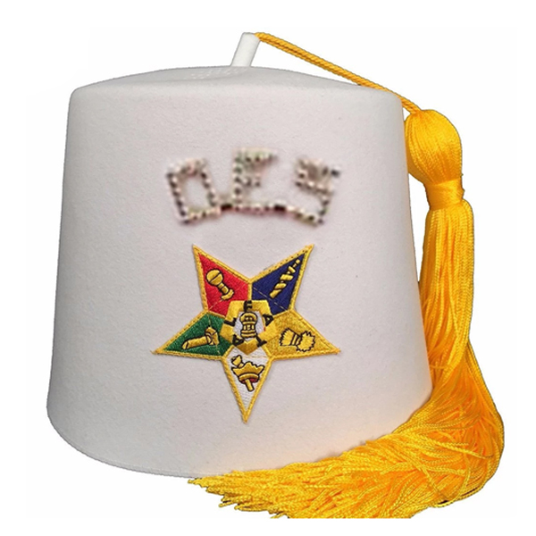 Круглая шляпа OES White Shriner Fez с ручной вышивкой, все ряды, шляпа Fez OEM Shriner Fez