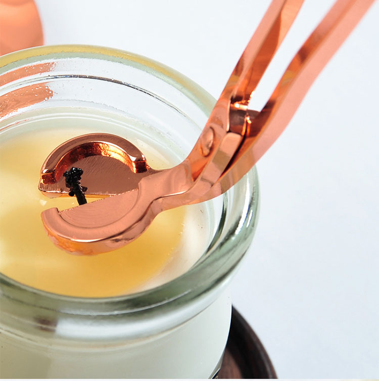 Hot Sales Durable Stainless Steel Rose Gold Polished Candle Tool With Gift Box Wick Dipper Wick Trimmers Scissors set