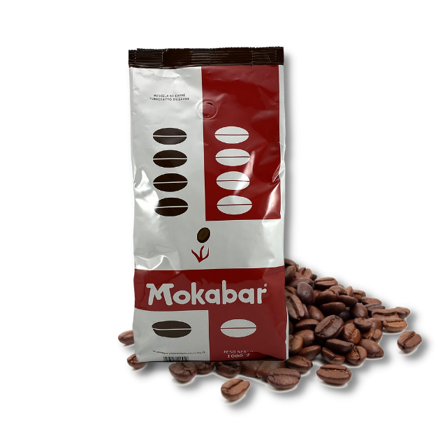 MOKABAR Italian Gran Crema Coffee Beans Quality Made In Italy 1 kg Strong 70% Robusta For Shops