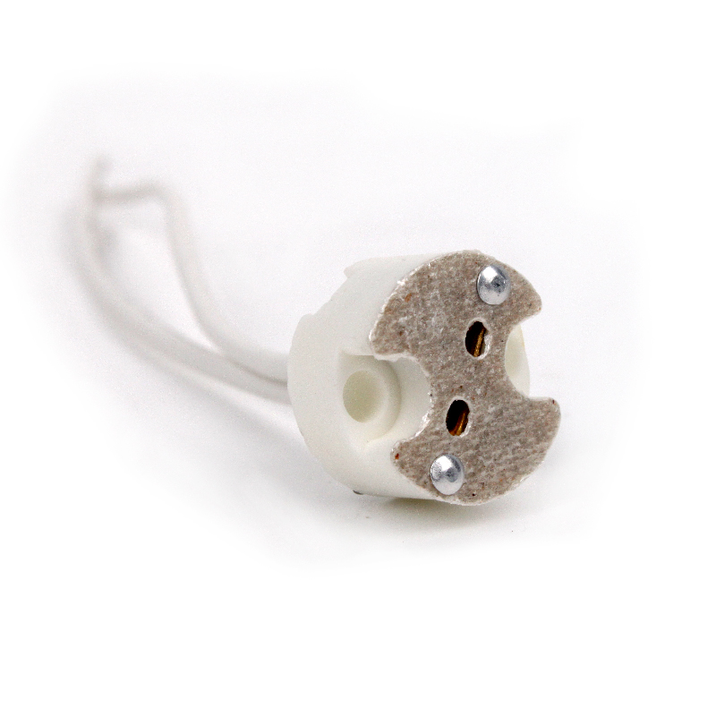 Wholesale High Quality AC 180-260V Ceramic GU5.3 Lamp Base LED Bulb Tube Light Holder RoHS 50/60Hz Screw Style White Base Wires