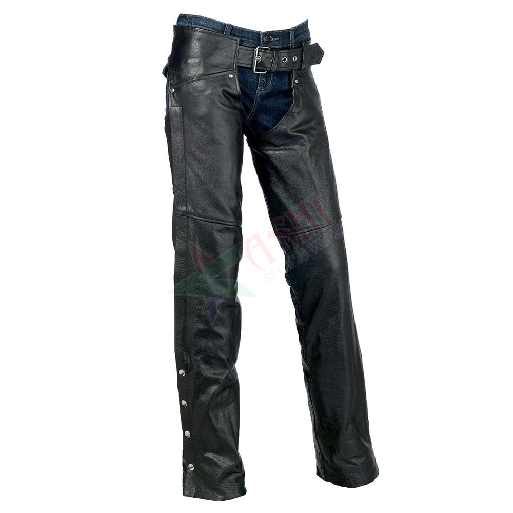Leather Chaps Pants Biker Cowboy Riding Racing Black Genuine Leather Chap The Fashion unisex leather chaps classic look