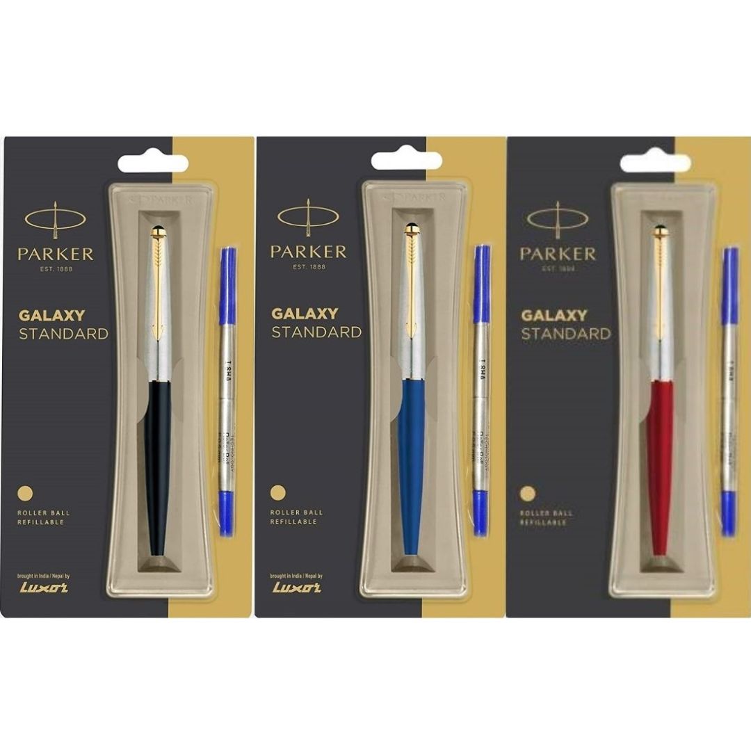 Шариковая ручка Parker galaxy стандартная нержавеющая сталь Золотая отделка черный/синий/красный корпус высококачественные шариковые ручки parker