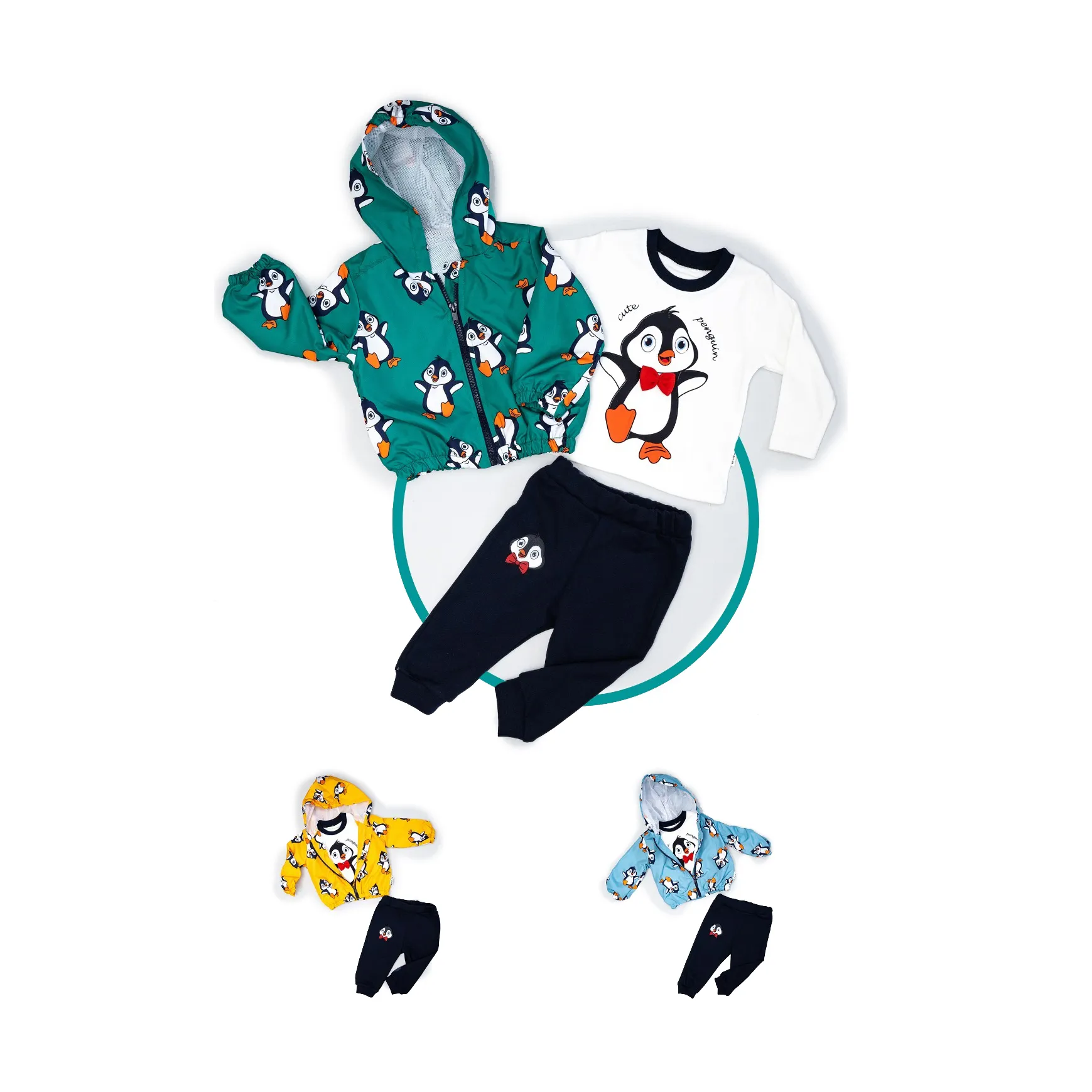 Hot Sale ! Penguin Raincoat 3 Pcs Baby Boys' Clothes Set Spring Soft Cotton Baby Clothes By Necix's Brand