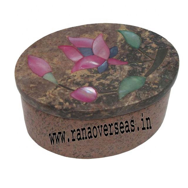 Oval Shape Soapstone Trinket Jewellery Box