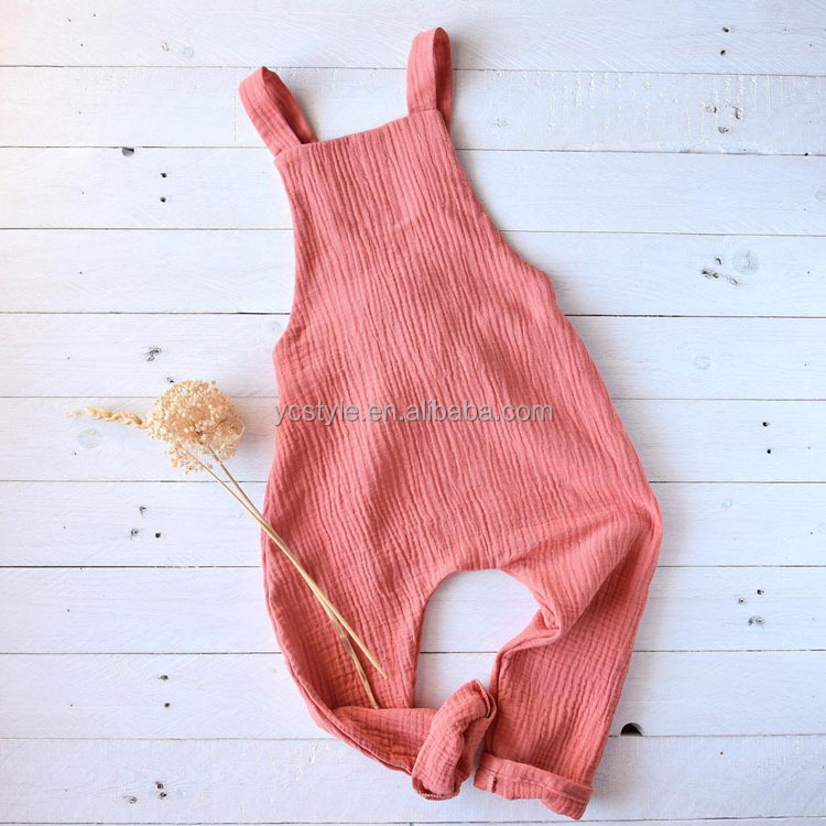Infant Sleeveless Jumpsuit Blank Summer Toddler Kids One Piece Outfit Spring Baby Girls Muslin Overalls