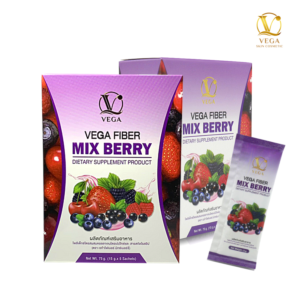 Detox & Collagen Vega Fiber Mix Berry Powder Form