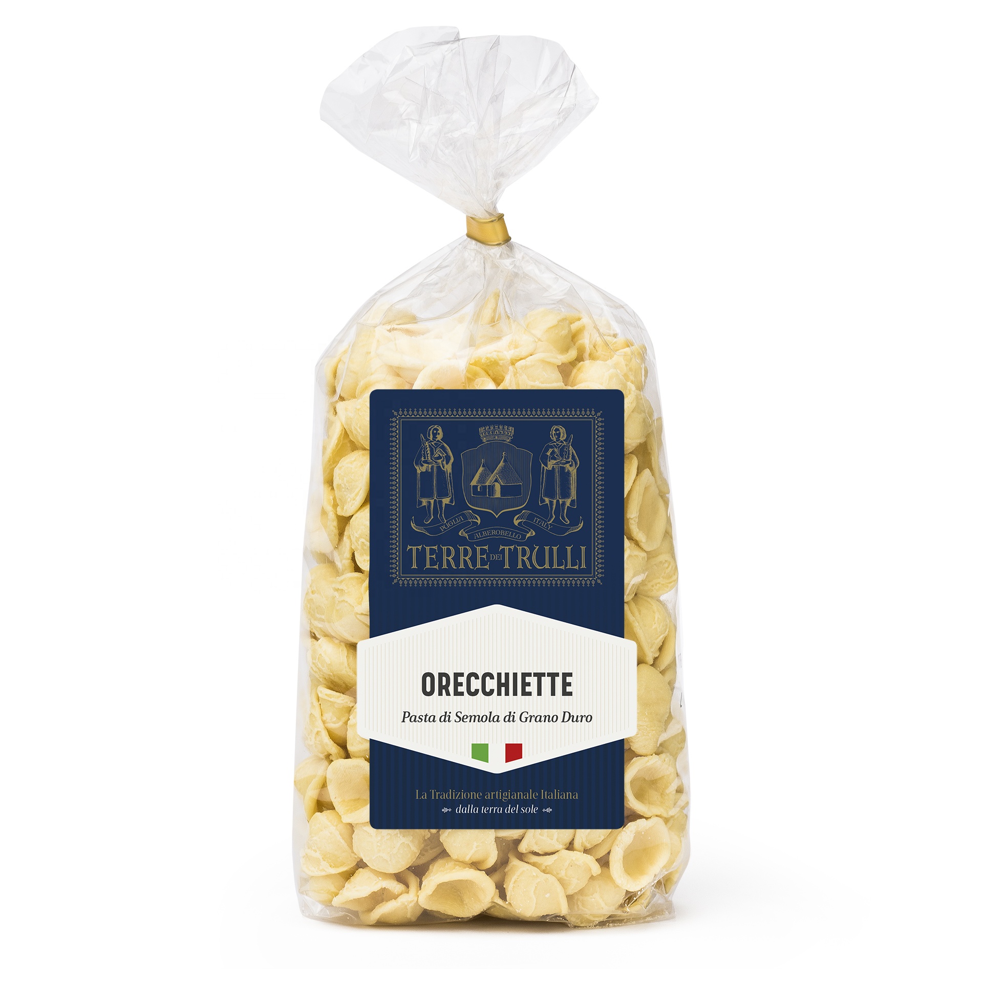 Итальянское качество Apulian Premium медленно высушенная паста, лапша Orecchiette 500 г в упаковке