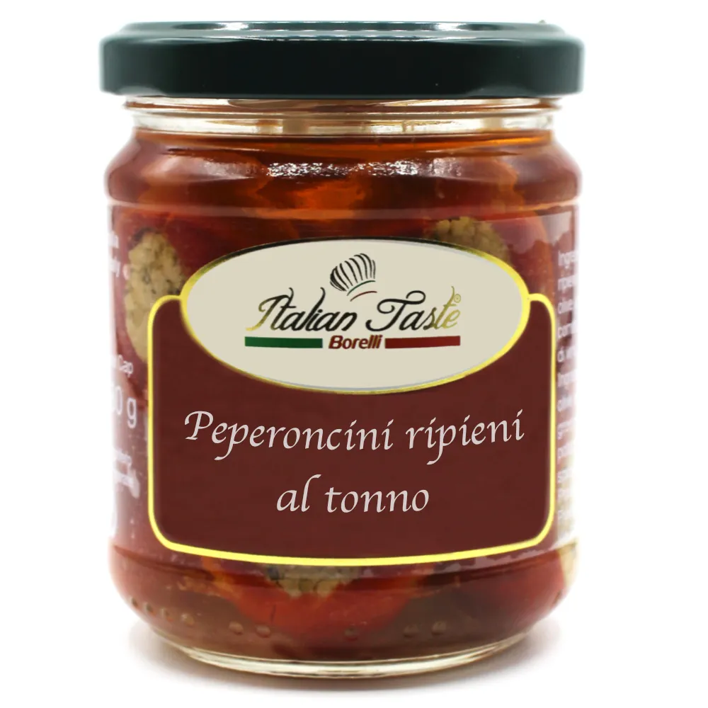 High quality 180 gTuna stuffed peppers glass jar Made in Italy NO GMO Italian appetizer starter